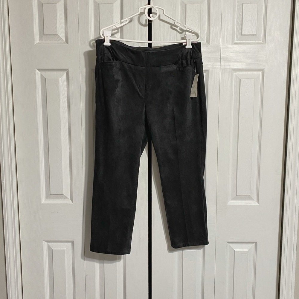 Westbound black faux suede slim fit Park Ave fit pants size 16PS